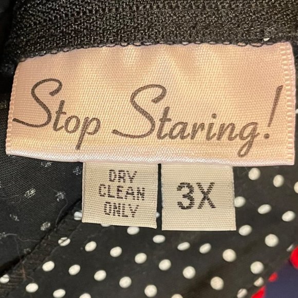 Stop Staring! Black and White Swiss Dot Short Sleeve Collared Shirt Dress 3X - Picture 5 of 6